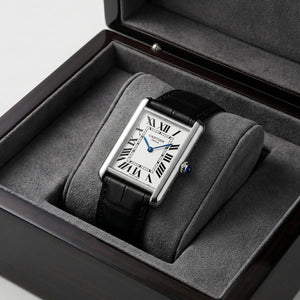 Cartier Men’s Rectangular Silver-White Dial Watch