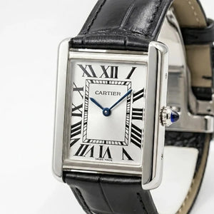 Cartier Men’s Rectangular Silver-White Dial Watch