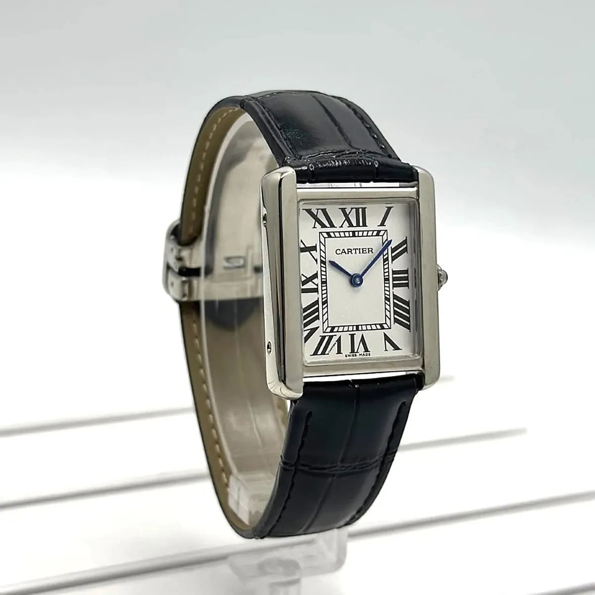 Cartier Men’s Rectangular Silver-White Dial Watch