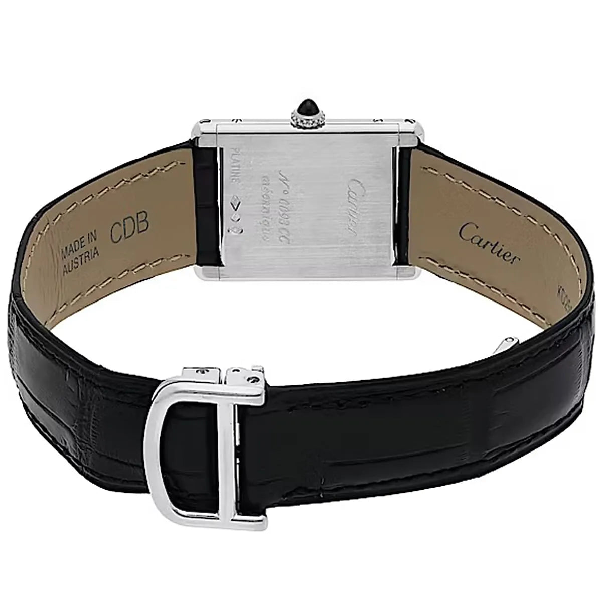 Cartier Men’s Rectangular Silver-White Dial Watch