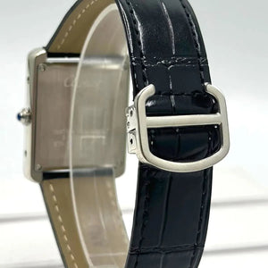 Cartier Men’s Rectangular Silver-White Dial Watch