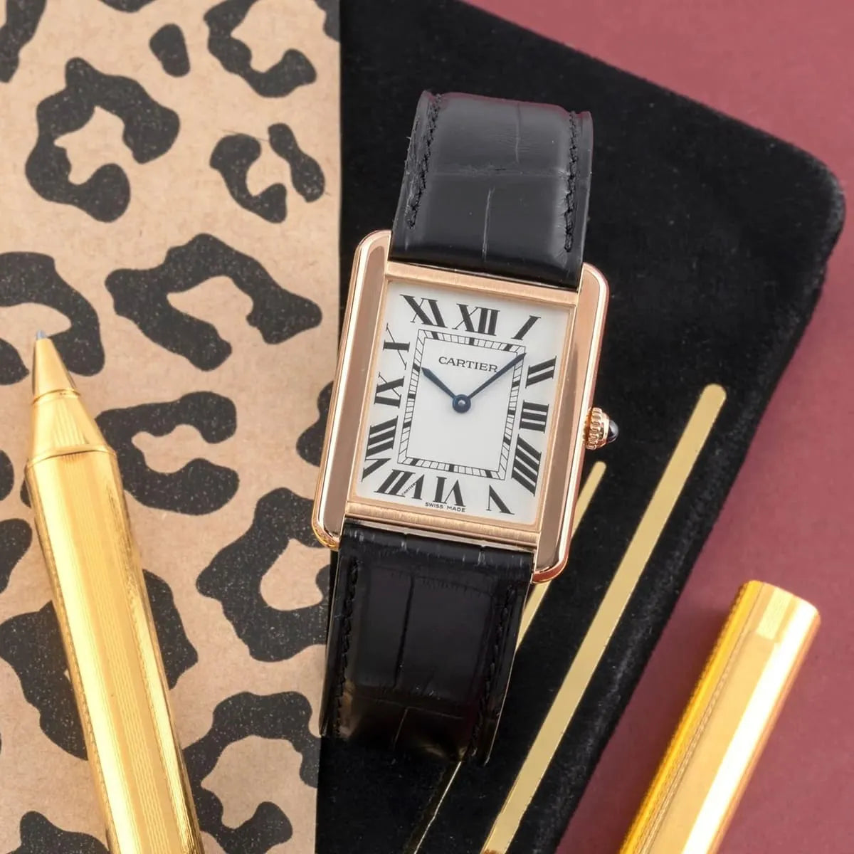 Cartier Men’s Rose Gold-Tone Rectangular Watch