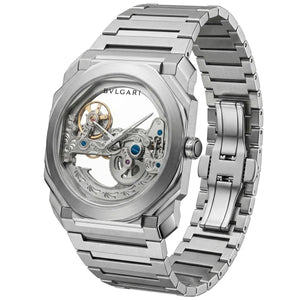 Bvlgari Men’s Octo Skeleton Dial Silver-Tone Metal Watch