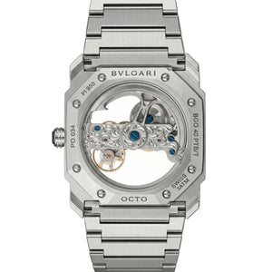 Bvlgari Men’s Octo Skeleton Dial Silver-Tone Metal Watch
