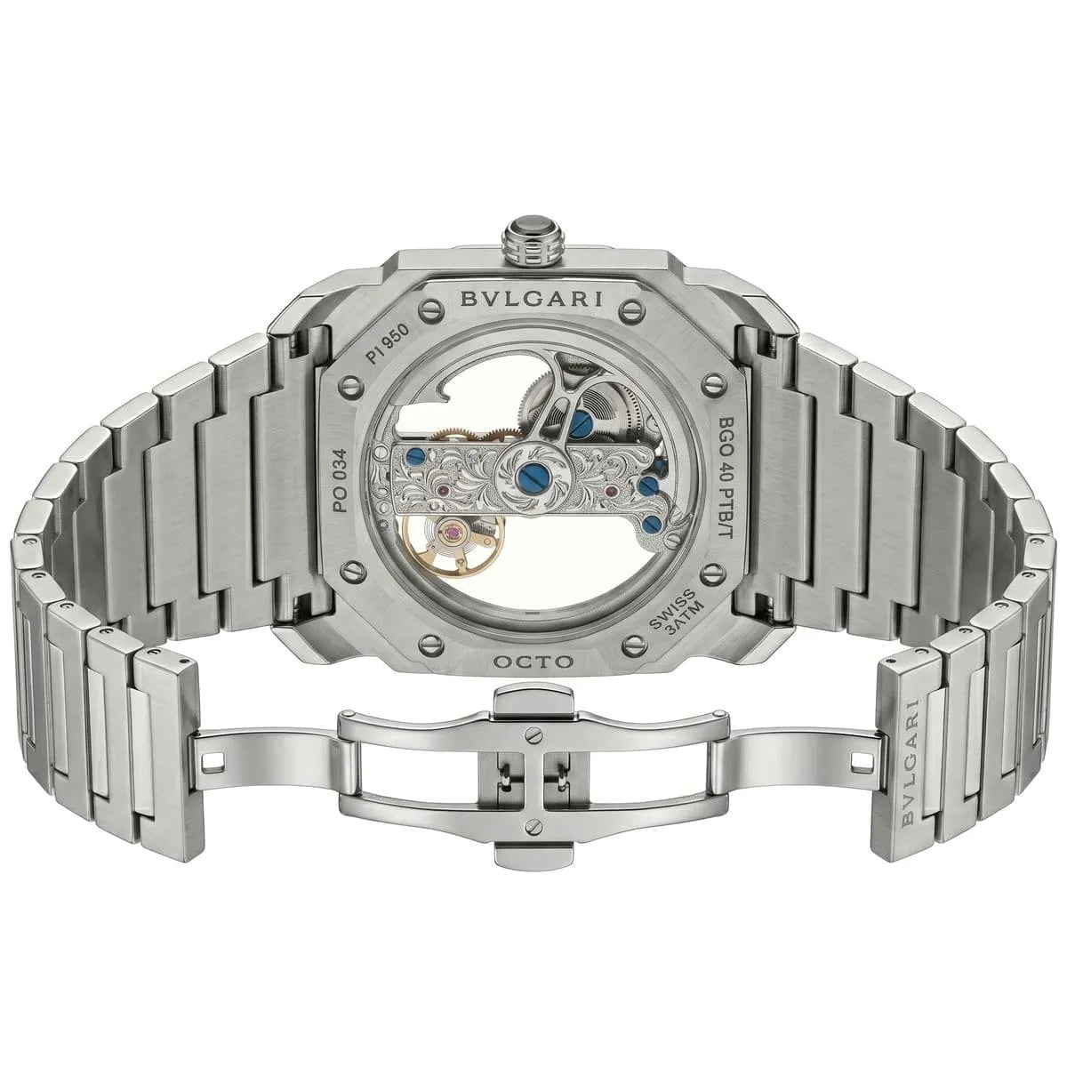 Bvlgari Men’s Octo Skeleton Dial Silver-Tone Metal Watch