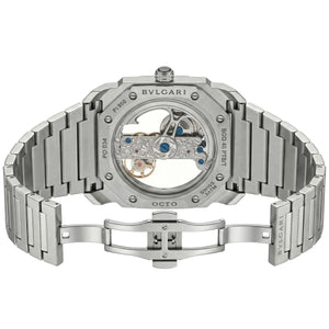 Bvlgari Men’s Octo Skeleton Dial Silver-Tone Metal Watch