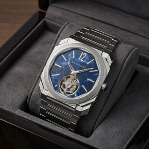 Bvlgari Men’s Octo Blue Marble Dial Tourbillon-Style Watch