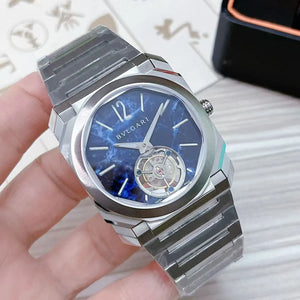 Bvlgari Men’s Octo Blue Marble Dial Tourbillon-Style Watch