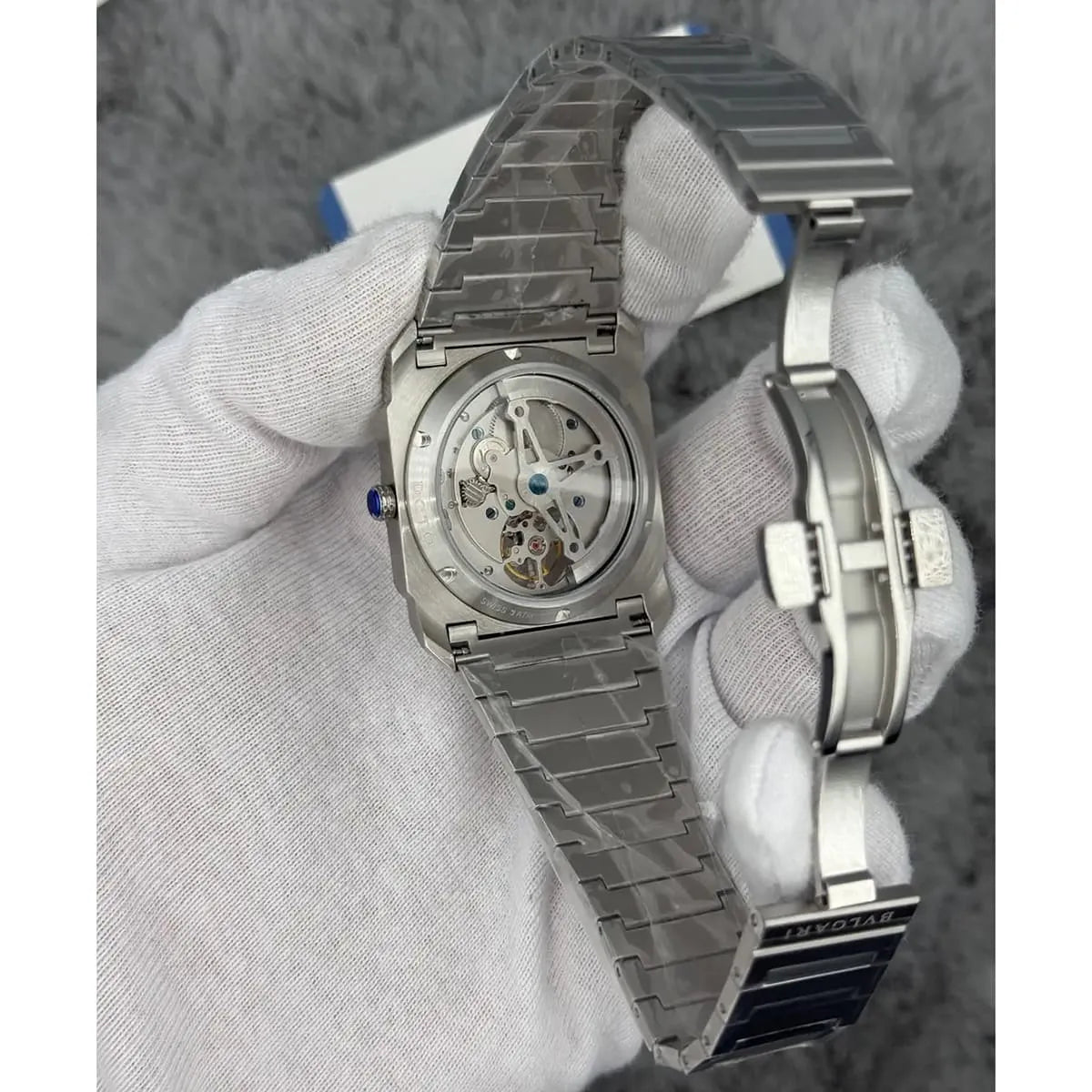 Bvlgari Men’s Octo Blue Marble Dial Tourbillon-Style Watch