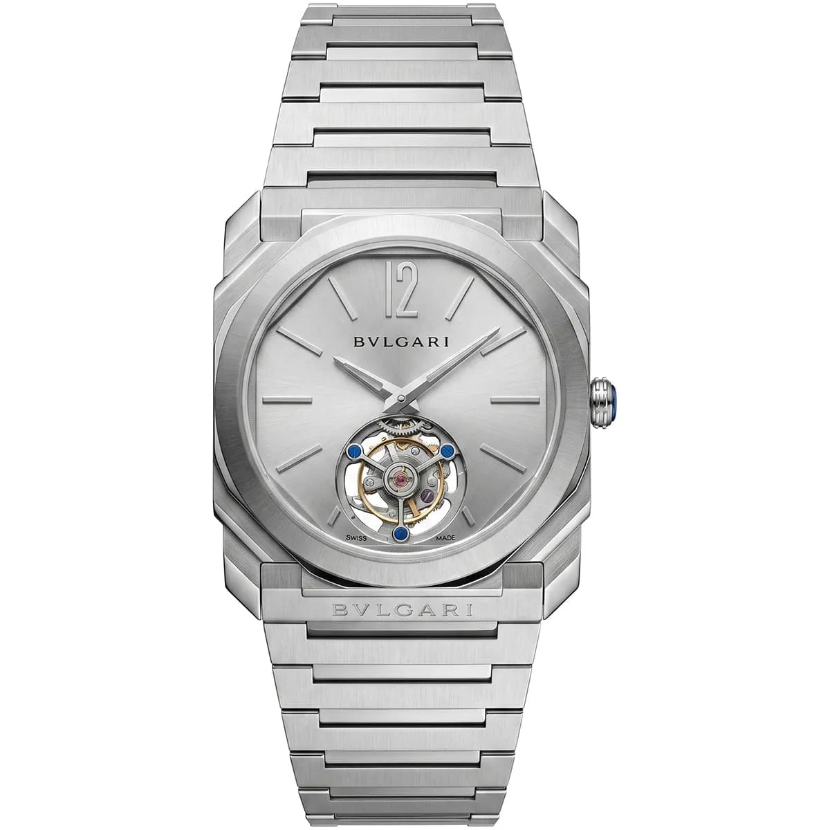 Bvlgari Men’s Octo Silver Dial Open-Heart Watch