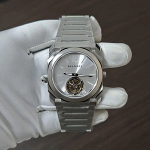 Bvlgari Men’s Octo Silver Dial Open-Heart Watch