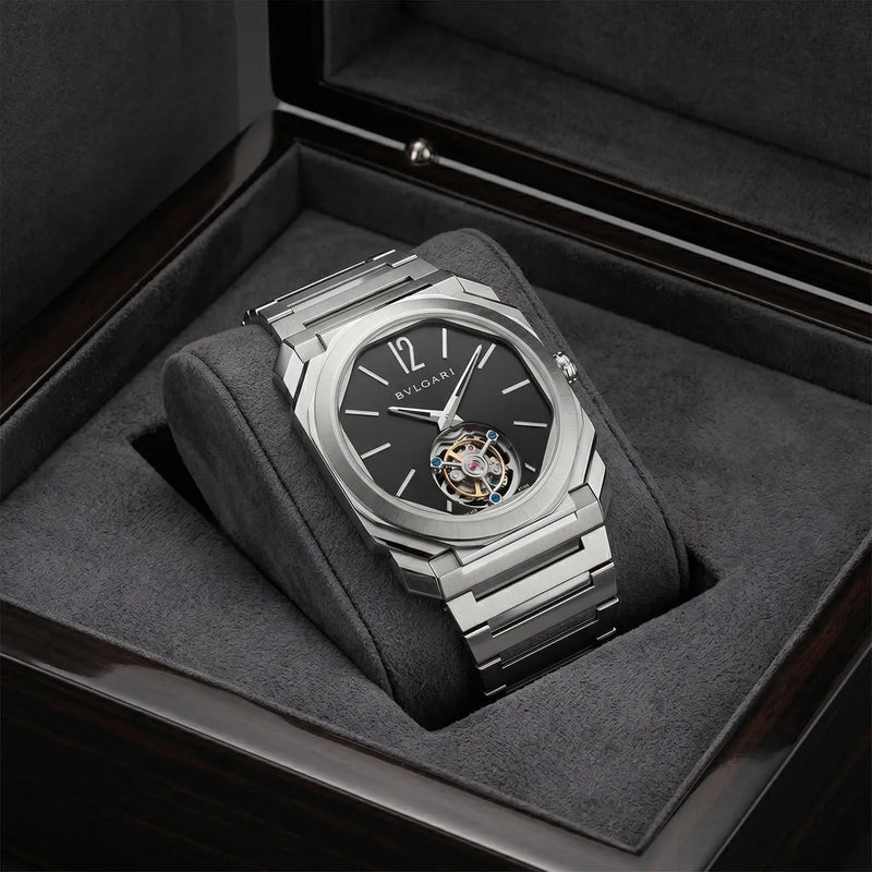 Bvlgari Men’s Octo Black Dial Tourbillon-Style Watch