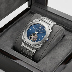 Bvlgari Men’s Octo Blue Dial Tourbillon-Style Watch