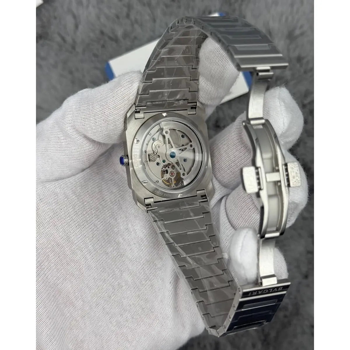Bvlgari Men’s Octo Blue Dial Tourbillon-Style Watch