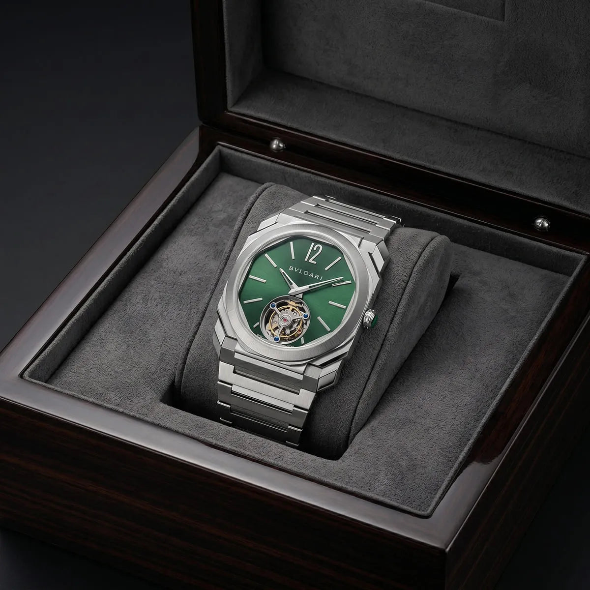 Bvlgari Men’s Octo Green Dial Tourbillon-Style Watch