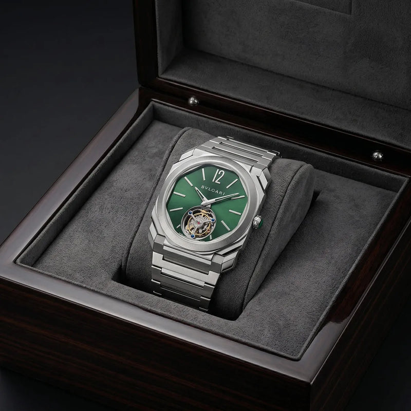 Bvlgari Men’s Octo Green Dial Tourbillon-Style Watch