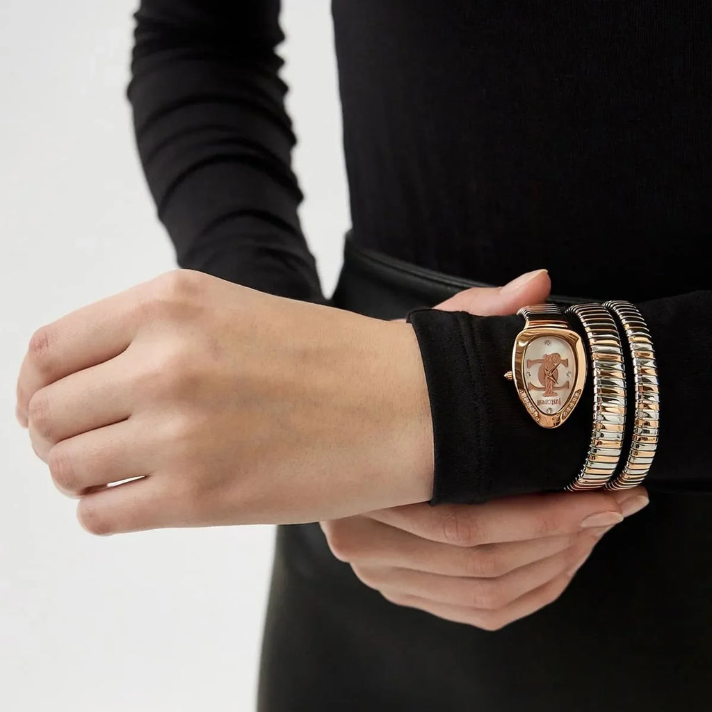 Original Just Cavalli women's watch JC1L228M0085 with a wine-colored dial and stylish design.
