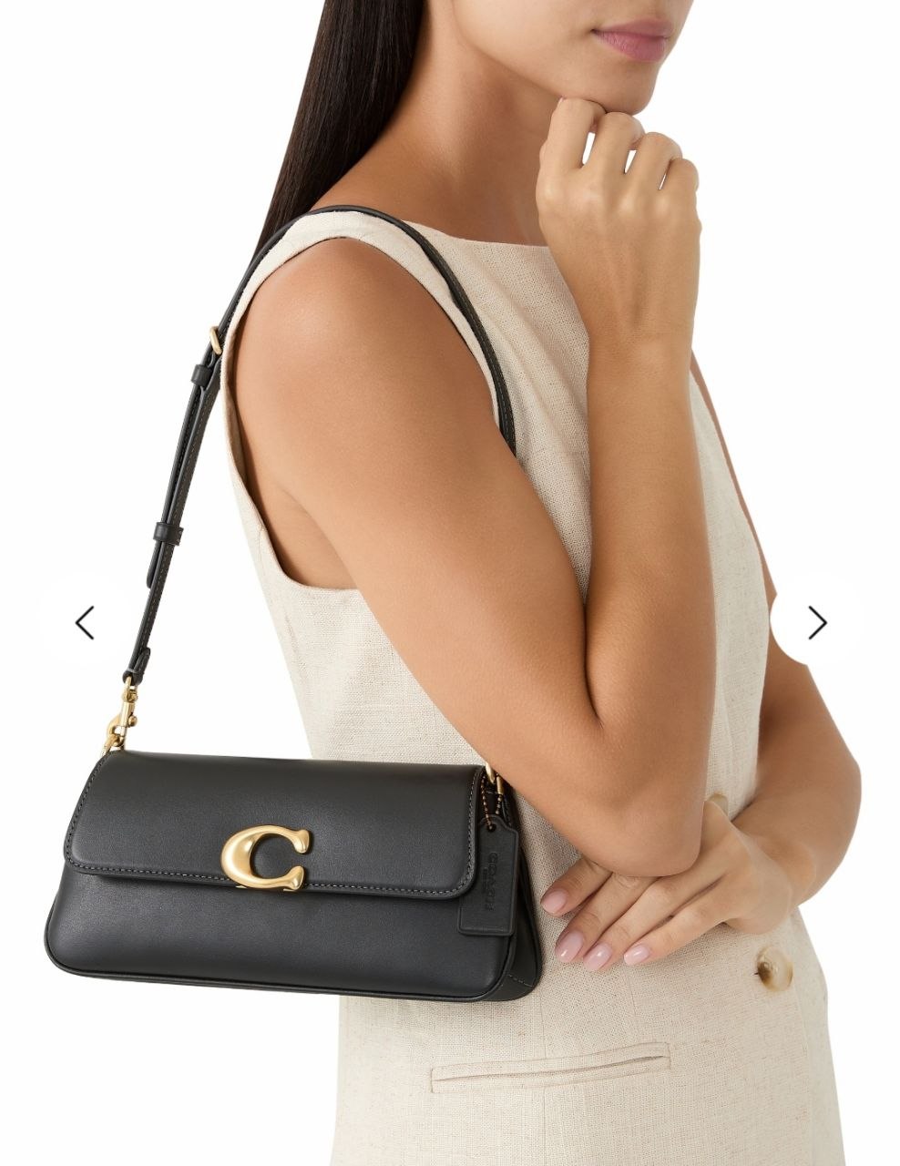 Refined Calf Leather Jet Shoulder Bag