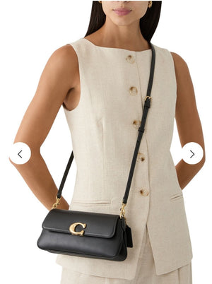 Refined Calf Leather Jet Shoulder Bag