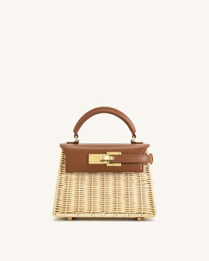 JW PEI Elise Natural Rattan Weaving Handbag