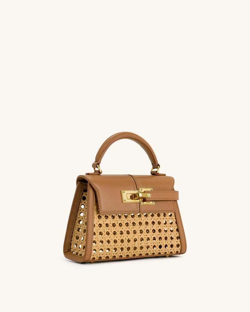 JW PEI Elise Faux Bamboo Woven Top Handle Bag