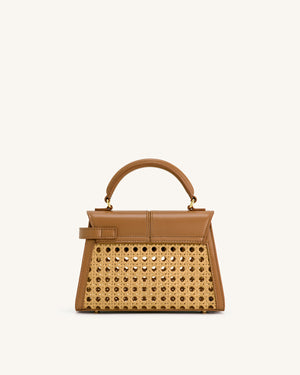 JW PEI Elise Faux Bamboo Woven Top Handle Bag