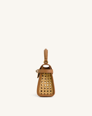 JW PEI Elise Faux Bamboo Woven Top Handle Bag