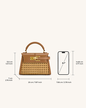 JW PEI Elise Faux Bamboo Woven Top Handle Bag