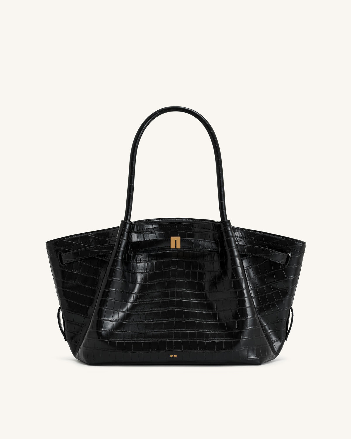 JW PEI Hana Medium Tote Bag - Black Croc