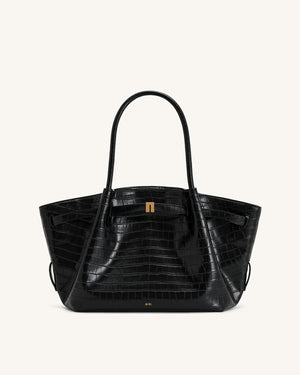 JW PEI Hana Medium Tote Bag - Black Croc
