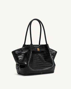 JW PEI Hana Medium Tote Bag - Black Croc