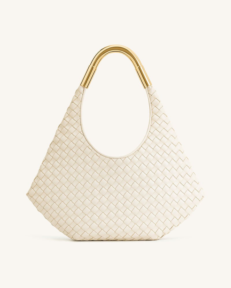 JW PEI Olivia Hand-Woven Metal Handle Hobo Bag