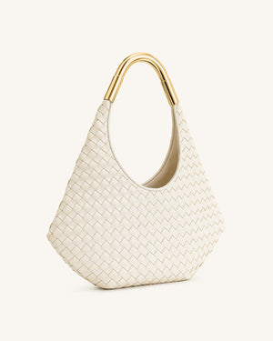 JW PEI Olivia Hand-Woven Metal Handle Hobo Bag