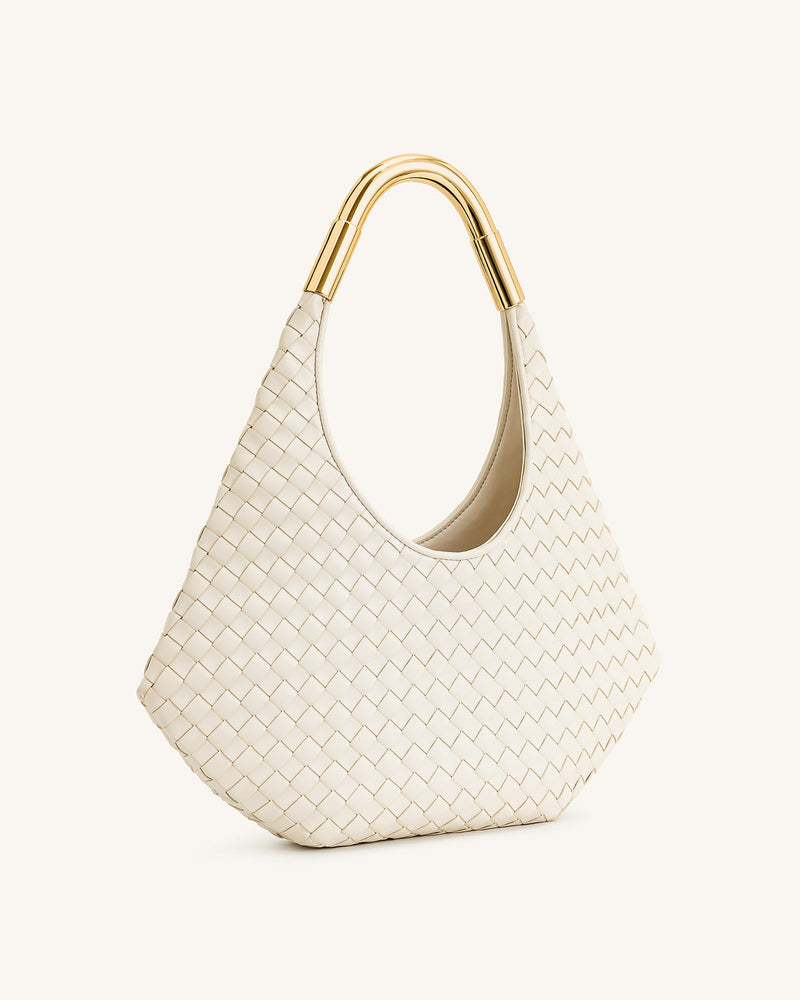 JW PEI Olivia Hand-Woven Metal Handle Hobo Bag