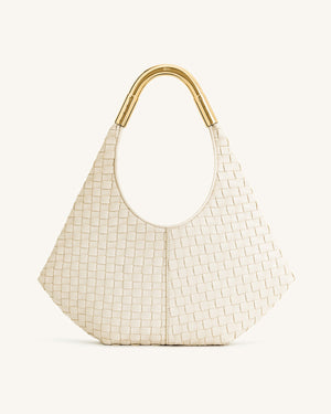 JW PEI Olivia Hand-Woven Metal Handle Hobo Bag