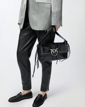 Pinko Love Bag Slouchy soft shoulder bag with fringing