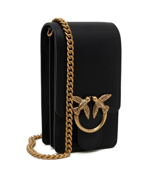 Pinko Love One Smart Phone Bag in Leather black