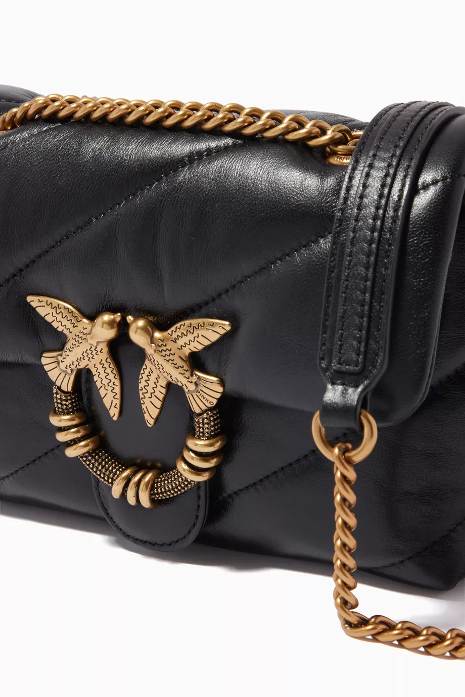 Pinko Love large Bag in Nappa Leather with Quilted Puff and Stones