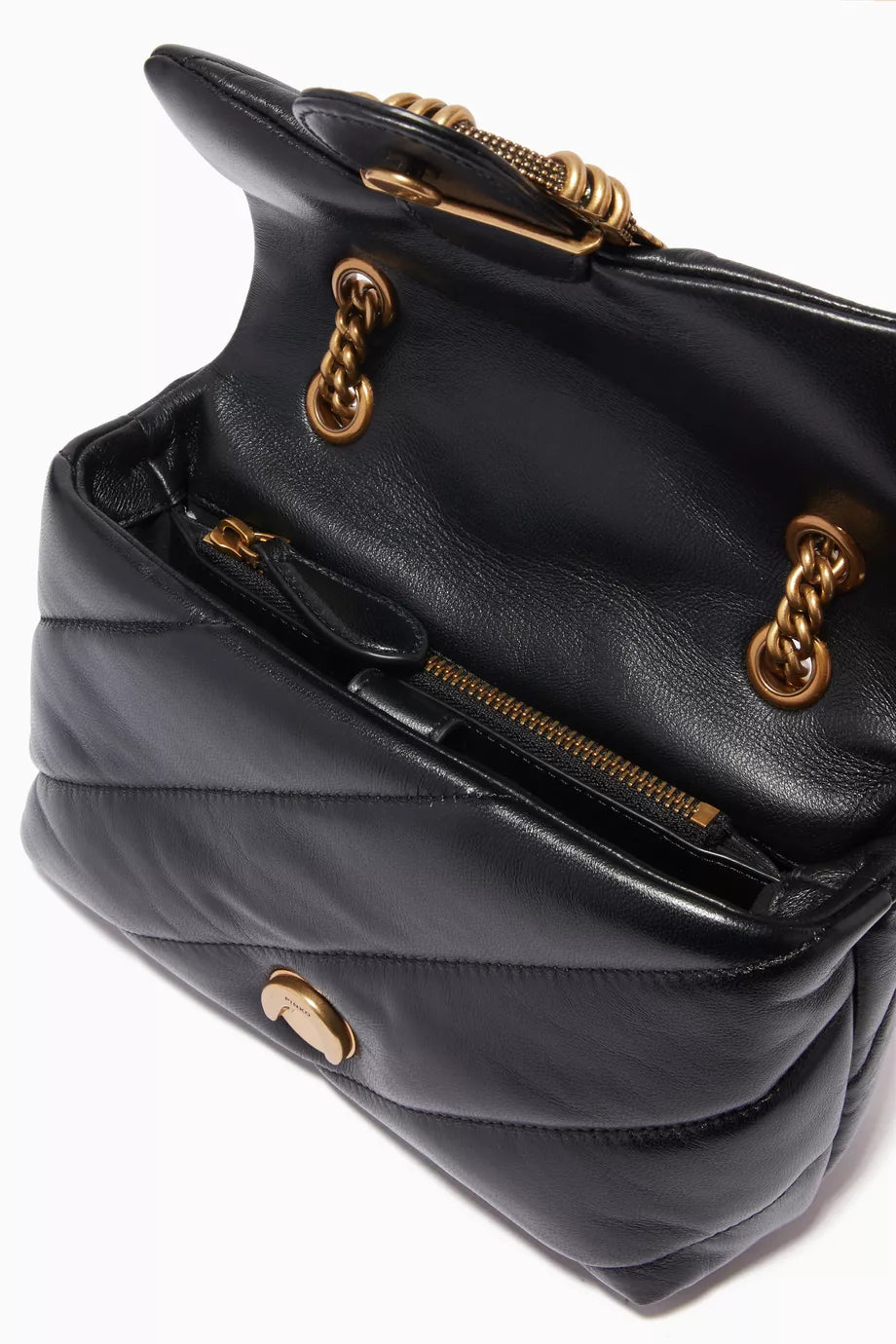 Pinko Love large Bag in Nappa Leather with Quilted Puff and Stones