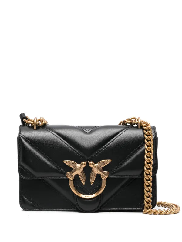 Pink PINKO Small Love One shoulder bag with a sleek design, featuring a compact shape and stylish shoulder strap.