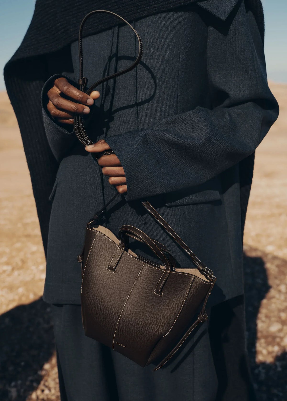 Polene Cyme Tote Nano EDITION TEXTURED EBONY