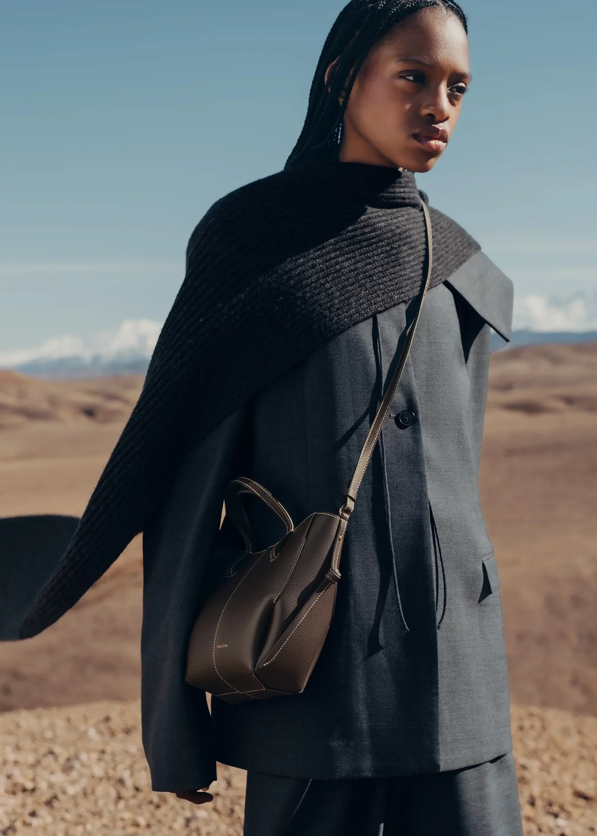 Polene Cyme Tote Nano EDITION TEXTURED EBONY