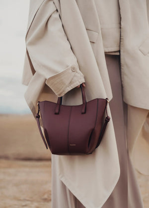 Polene Cyme Tote Nano EDITION TEXTURED BLACK CHERRY