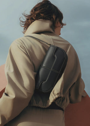 Polène Osmo Edition Smooth Black with Ecru Stitching