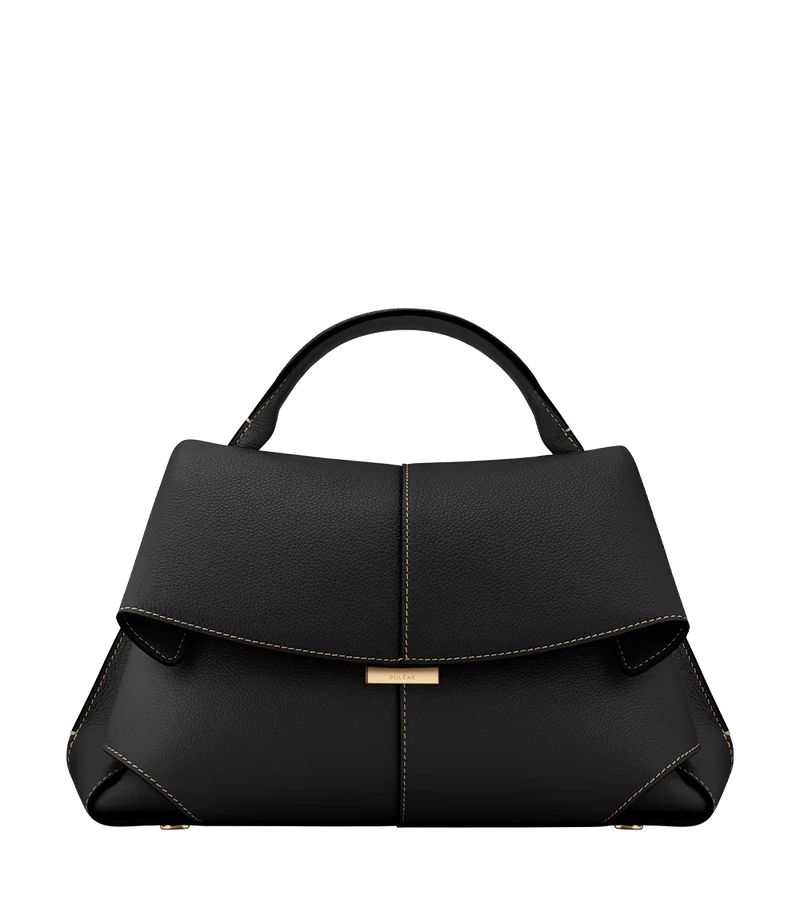 Polène Mokki Edition Textured Black with Ecru Stitching