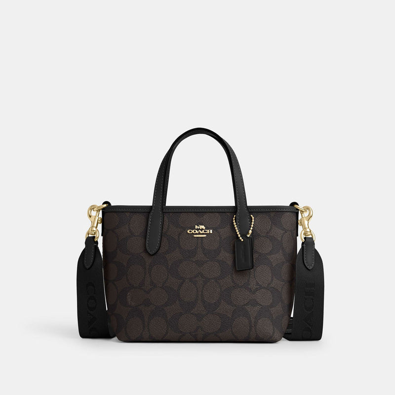 Coach City Mini Tote Bag In Signature Canvas brown gold