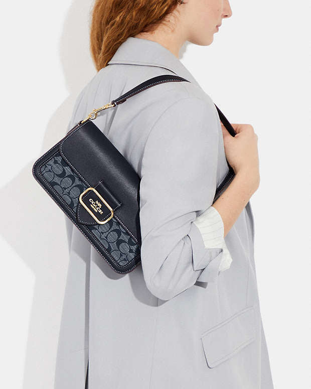 Coach Morgan Shoulder Bag In Signature Chambray Gold/Denim Multi