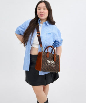 Coach Ace Tote 26 With Horse And Carriage Print