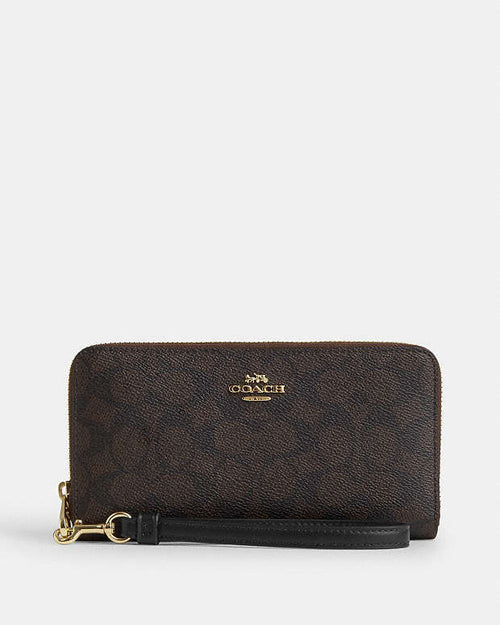 Coach Long Zip Around Wallet In Signature Canvas