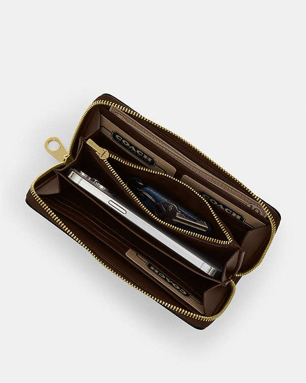 Coach Long Zip Around Wallet In Signature Canvas